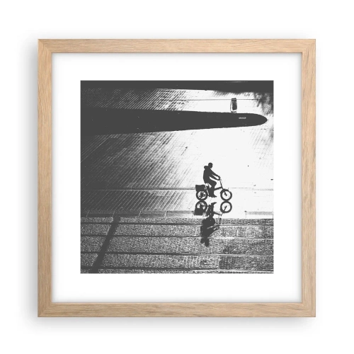 Poster in einem Rahmen aus heller Eiche - Vor sich hin durch die Stadt - 30x30 cm