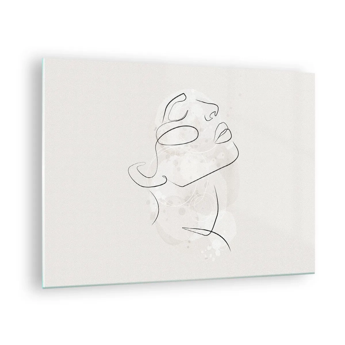 Glasbild - Bild auf glas - Ein minimalistisches Frauengesicht, mit einer Linie gezeichnet. - 70x50cm - Die Umrisse eines Traums - Moderne Wanddekoration für Wohnzimmer und Schlafzimmer ARTTOR