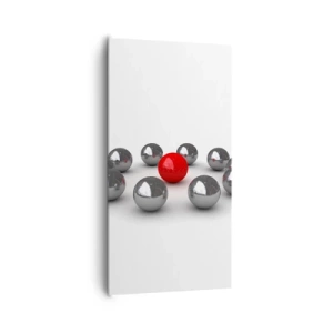 Bild auf Leinwand - Leinwandbild - Ein Kreis in Silber und Rot - 65x120 cm