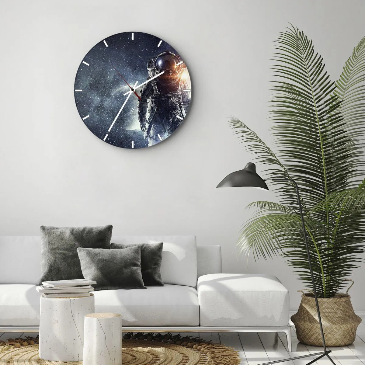 Wanduhr - Glasuhr - Weltraumabenteuer - 40x40 cm
