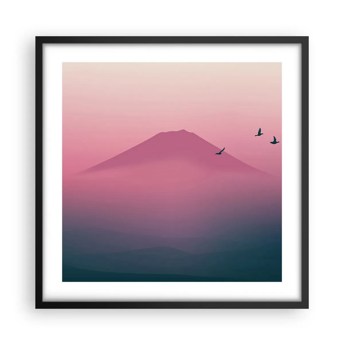 Poster in einem schwarzem Rahmen - Wanderer über den Wolken - 50x50 cm