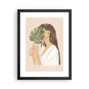 Poster in einem schwarzem Rahmen - Geheimnisvolles Porträt mit Fächer - 30x40 cm