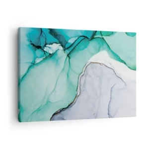 Bild auf Leinwand - Leinwandbild - Abstraktes Muster in Türkis- und Weißtönen - 70x50cm - Eine Studie in Türkis - Moderne Wanddekoration für Wohnzimmer und Schlafzimmer ARTTOR