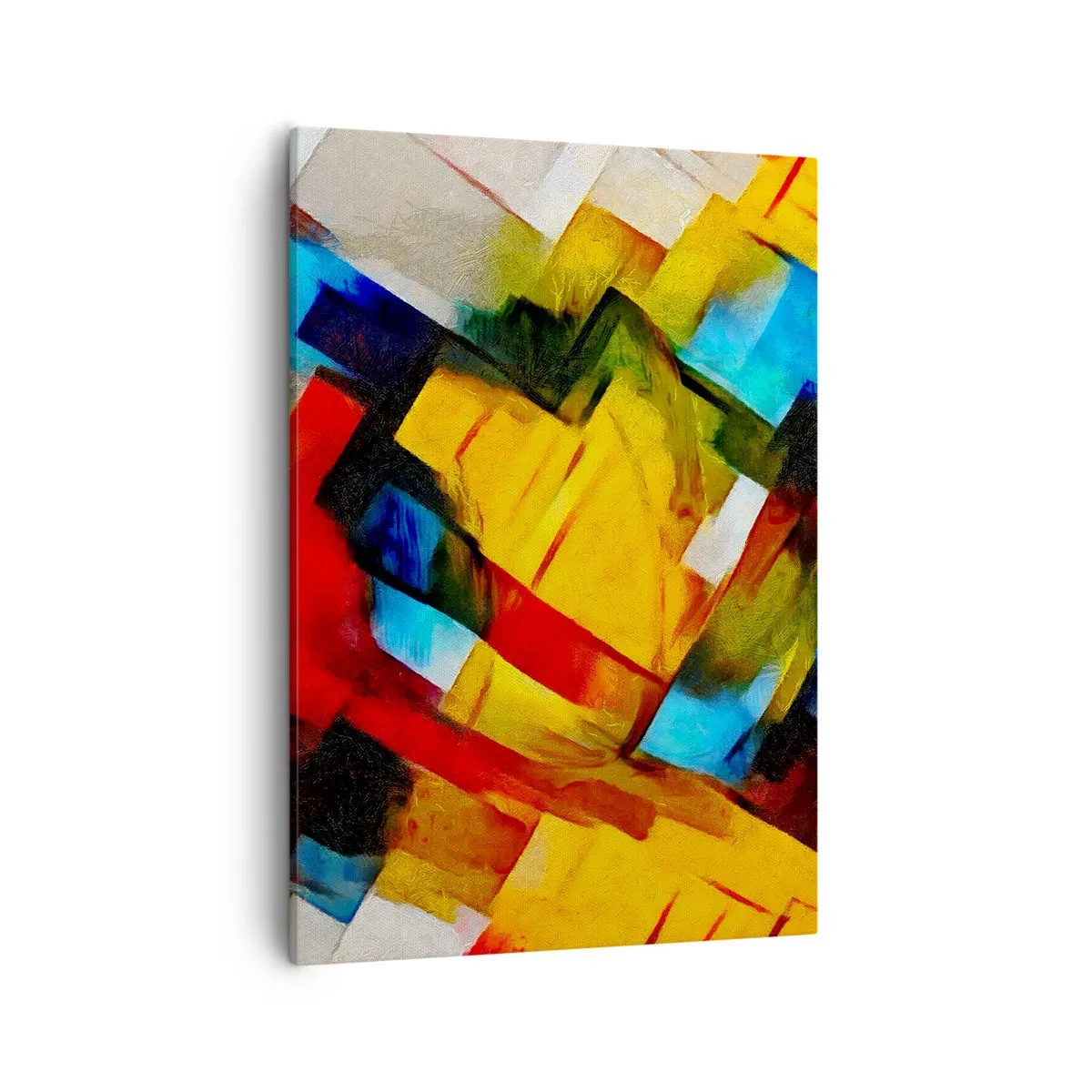 Bild auf Leinwand - Leinwandbild - Abstrakte geometrische Komposition in lebendigen Farben - 50x70cm - Ein bunter Interleaver - Moderne Wanddekoration für Wohnzimmer und Schlafzimmer ARTTOR