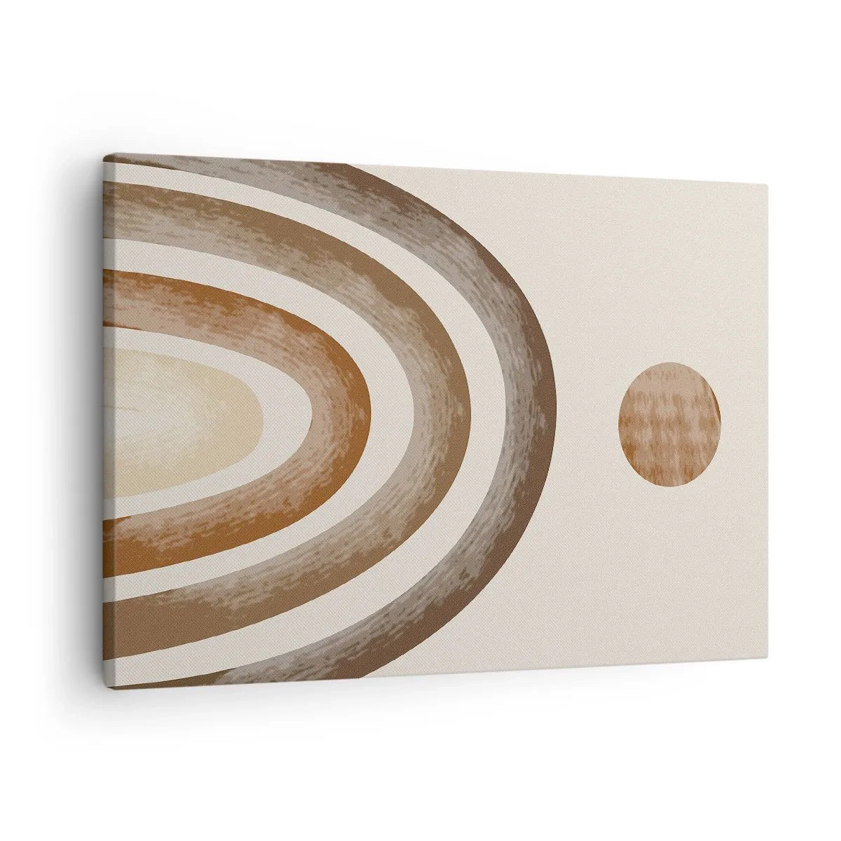 Bild auf Leinwand - Leinwandbild - Geometrisches Planetenmotiv in Brauntönen - 70x50cm - In einer weit entfernten Galaxie - Moderne Wanddekoration für Wohnzimmer und Schlafzimmer ARTTOR