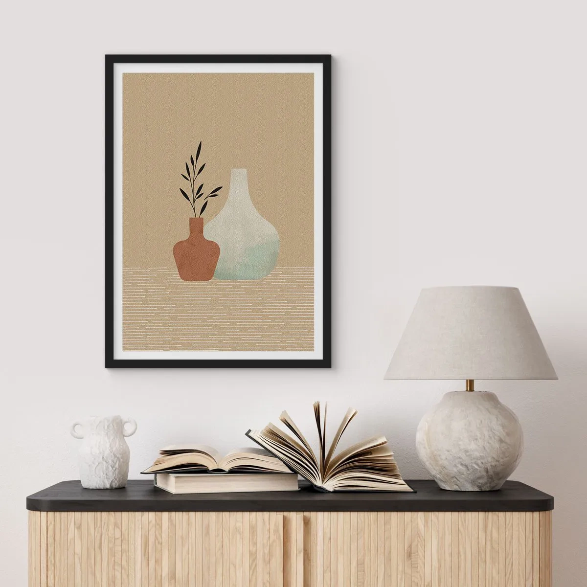 Poster in einem schwarzem Rahmen - Vase und ihre Idee - 40x50 cm