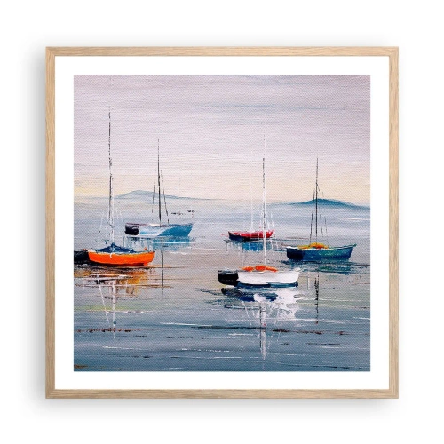 Poster in einem Rahmen aus heller Eiche - Wohlverdiente Ruhe - 60x60 cm