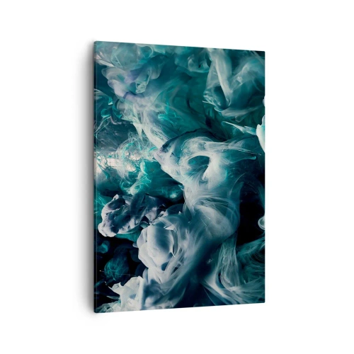 Bild auf Leinwand - Leinwandbild - Dynamische abstrakte Wellen in Blau- und Weißtönen - 50x70cm - Farbbewegung - Moderne Wanddekoration für Wohnzimmer und Schlafzimmer ARTTOR