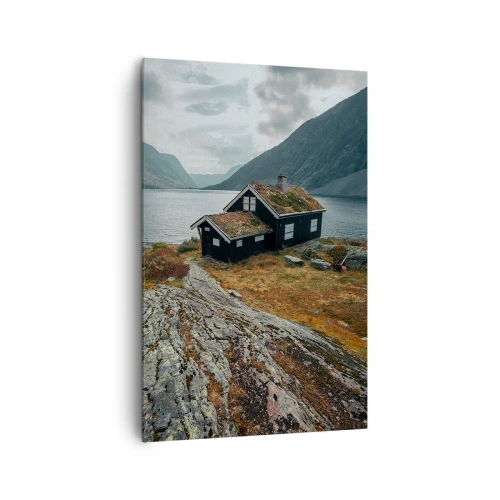 Bild auf Leinwand - Leinwandbild - Sommerresort am Fjord - 80x120 cm