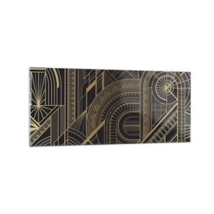 Glasbild - Bild auf glas - Goldene geometrische Muster auf schwarzem Hintergrund im Art-Deco-Stil - 120x50cm - Konzepte, Ideen, Pläne - Moderne Wanddekoration für Wohnzimmer und Schlafzimmer ARTTOR
