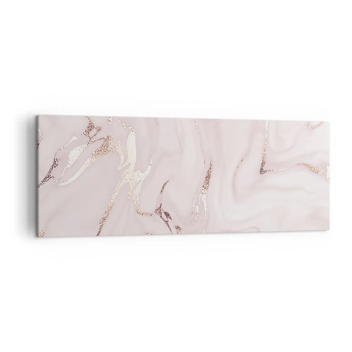 Bild auf Leinwand - Leinwandbild - Elegante Abstraktion in Rosa- und Goldtönen - 140x50cm - In einem rosa Schal - Moderne Wanddekoration für Wohnzimmer und Schlafzimmer ARTTOR