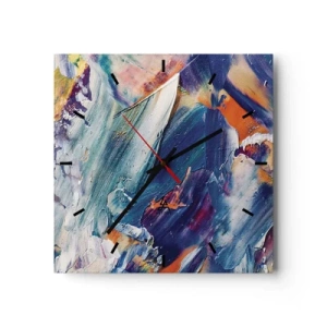 Wanduhr - Glasuhr - Farbverwirrung - 40x40 cm