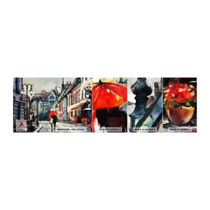 Fototapetenmuster Standard Eco - Regen für Zwei - Stadt, Die Architektur, Alte Stadt - 100x30 cm