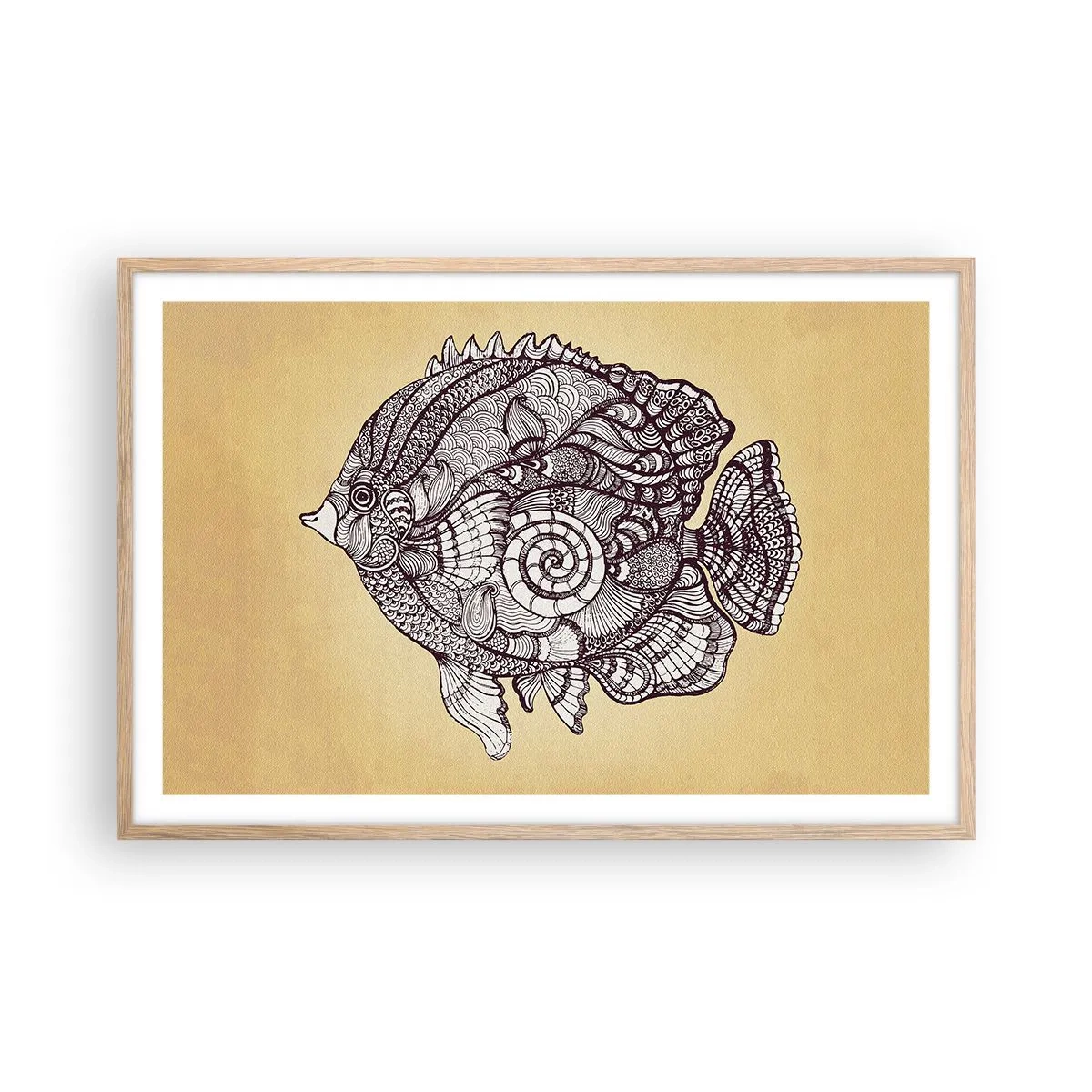 Poster in einem Rahmen aus heller Eiche - Aus dem Ozean der Ornamente - 91x61 cm