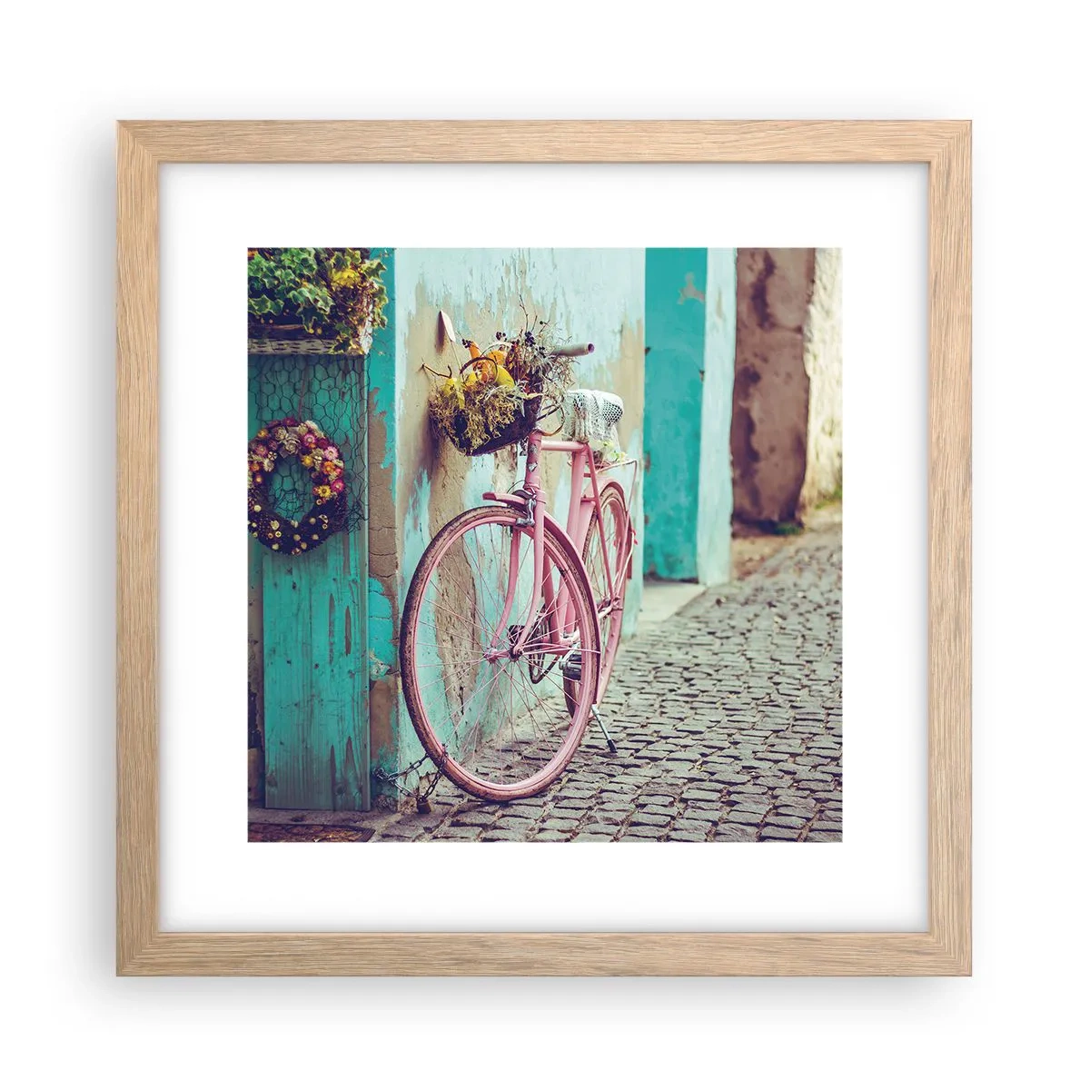 Poster in einem Rahmen aus heller Eiche - Ich komme gleich wieder - 30x30 cm