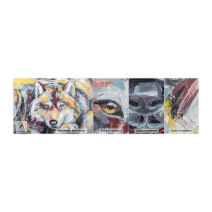 Fototapeten Muster Premium Sand - Seelenfrieden unter den Lieben - Abstraktion, Wolf, Malerei - 100x30 cm