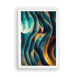 Poster in einem weißen Rahmen - Blaue Mäander - 61x91 cm