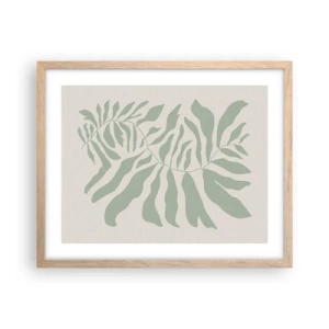 Poster in einem Rahmen aus heller Eiche - Smaragdzweig - 50x40 cm