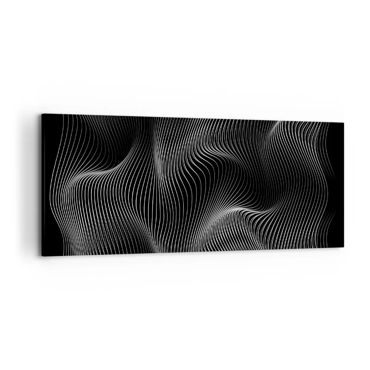 Bild auf Leinwand - Leinwandbild - Abstrakte weiße Linien auf schwarzem Hintergrund - 120x50cm - Lichttanz im Raum - Moderne Wanddekoration für Wohnzimmer und Schlafzimmer ARTTOR