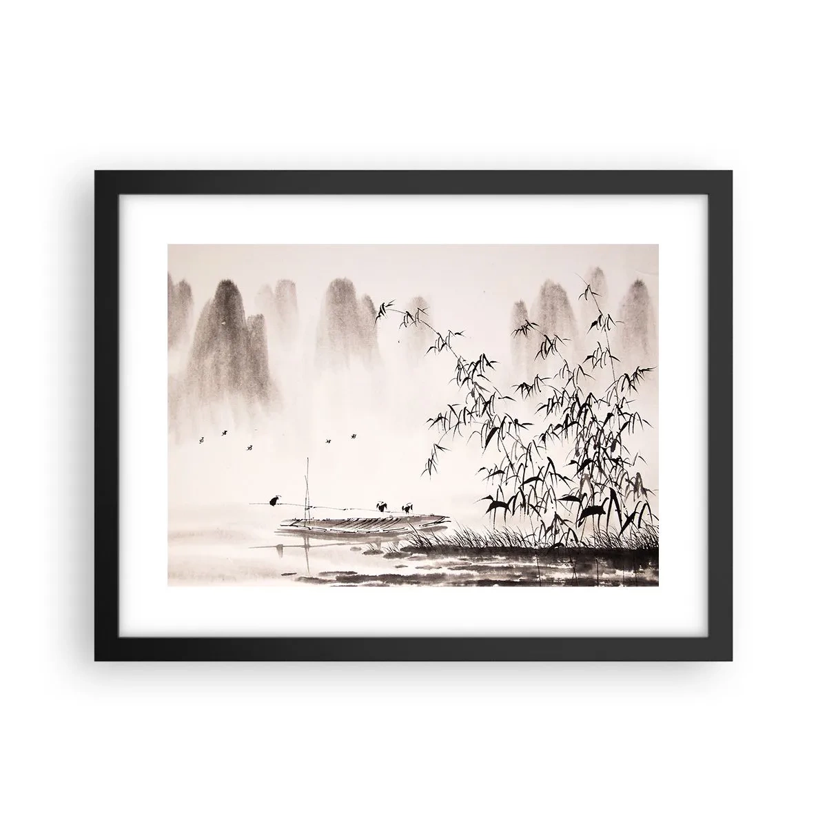 Poster in einem schwarzem Rahmen - Die Stille der Reisfelder - 40x30 cm