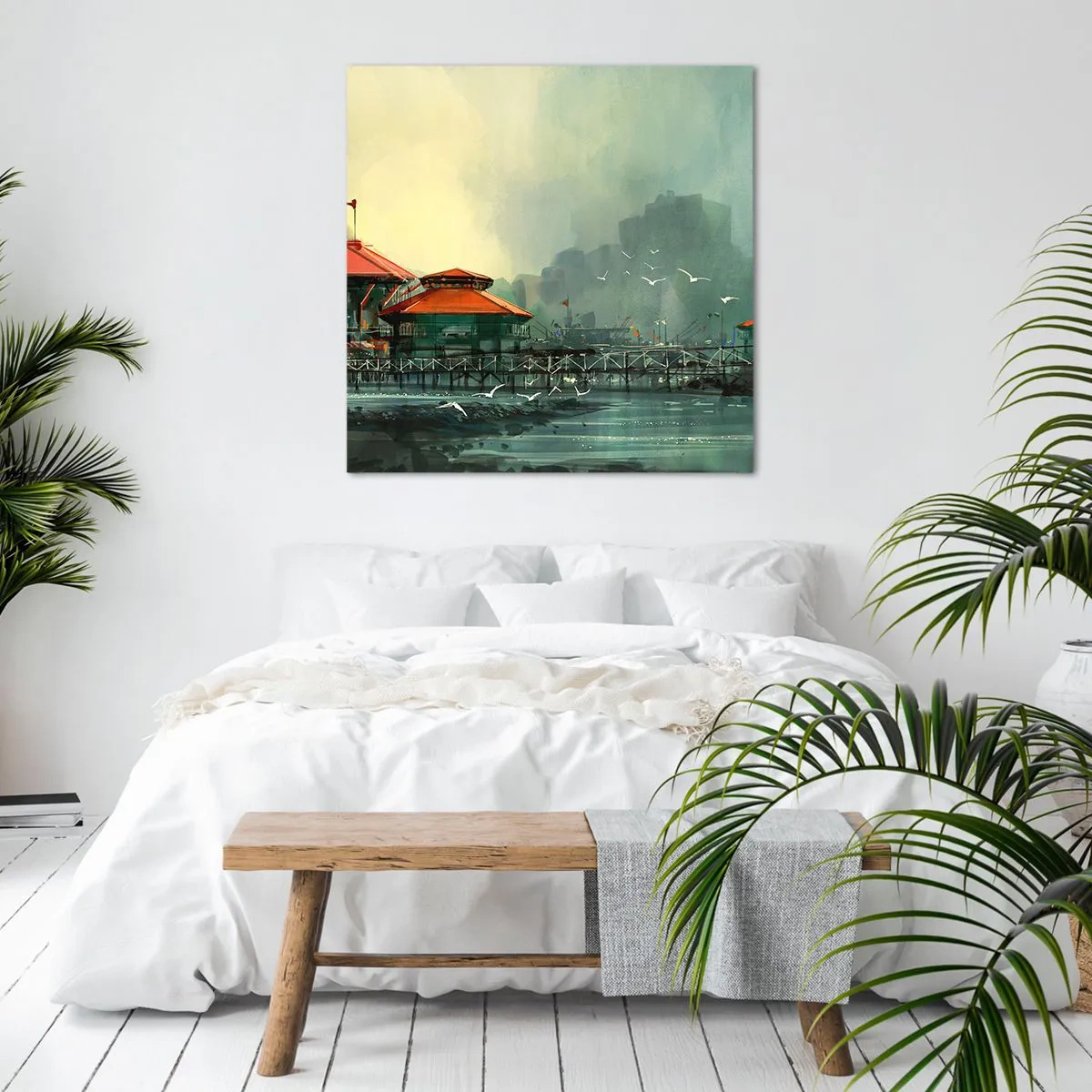 Bild auf Leinwand - Leinwandbild - Ein sonniger Tag im Hafen - 70x70 cm