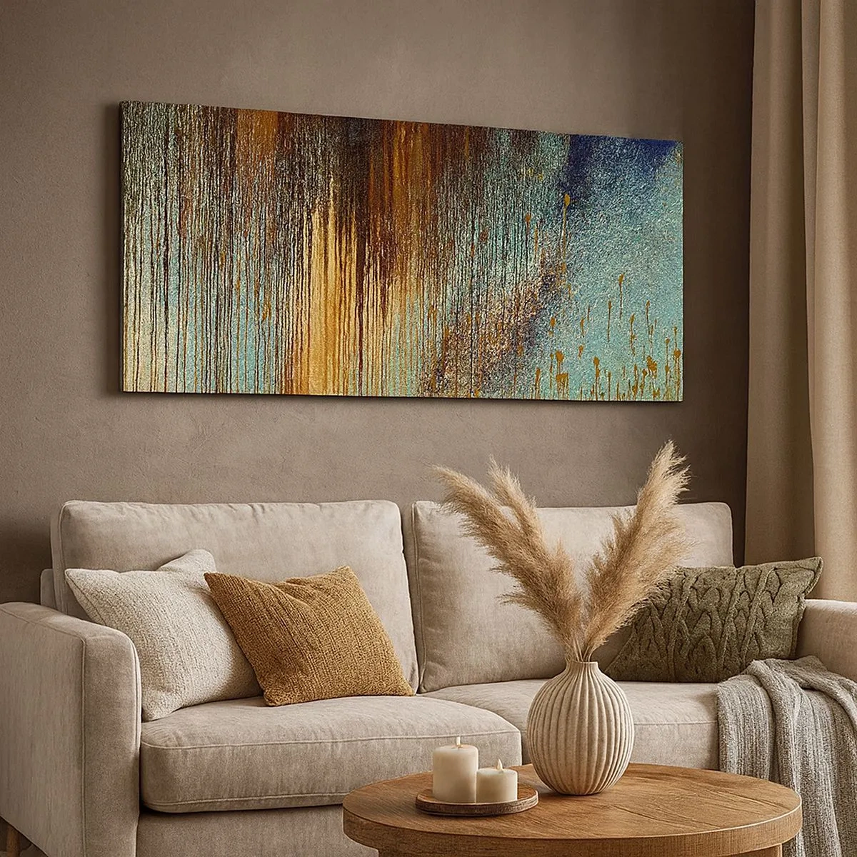 Bild auf Leinwand - Leinwandbild - Eine nicht zufällige farbenfrohe Komposition - 100x40 cm