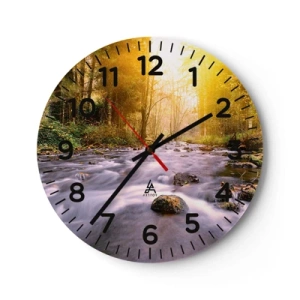 Wanduhr - Glasuhr - Malachit im Silber- und Goldrahmen - 40x40 cm