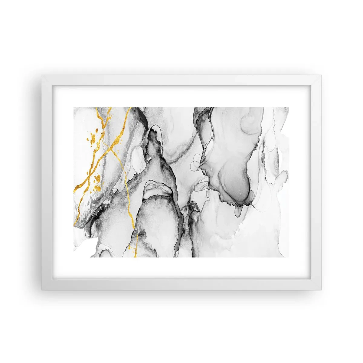 Poster in einem weißen Rahmen - Komposition mit Goldmotiv - 40x30 cm