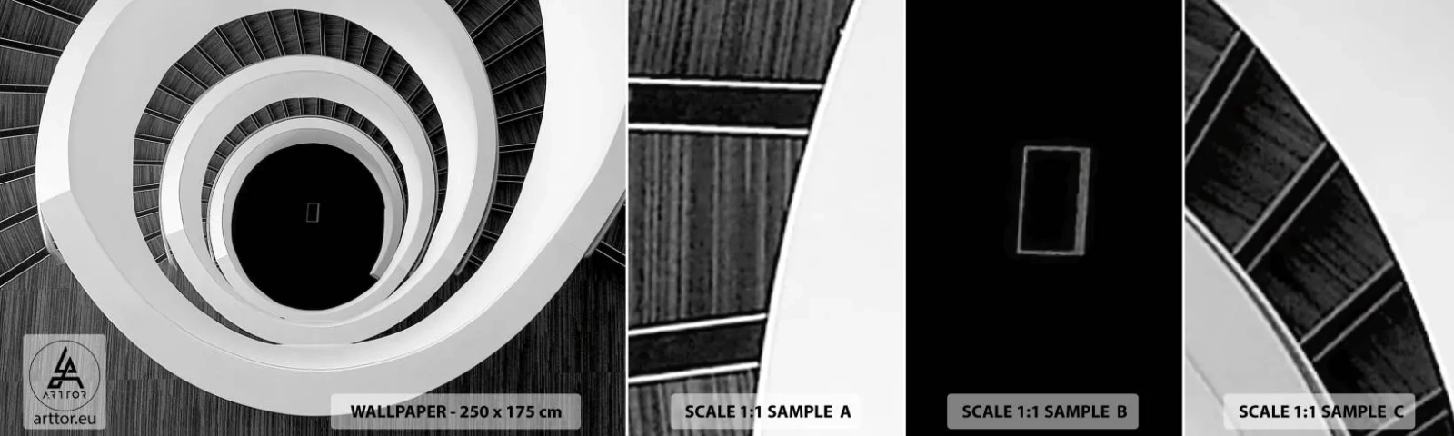 Fototapeten Muster Selbstklebend Deluxe Sticker - Zum Kern der Sache - Stück, Abstraktion, Wendeltreppe - 100x30 cm