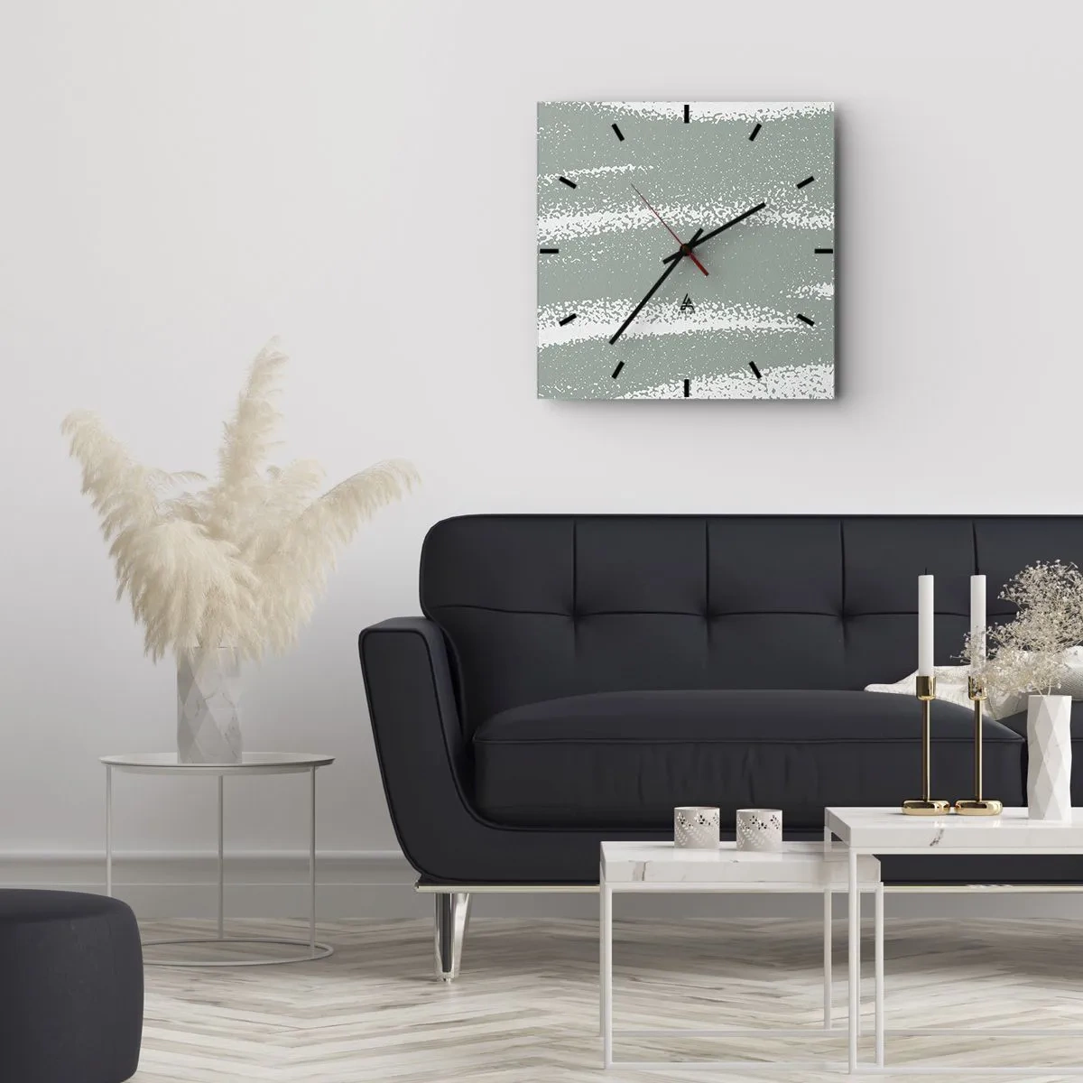 Wanduhr - Glasuhr - Abstraktion im Winterklima - 40x40 cm