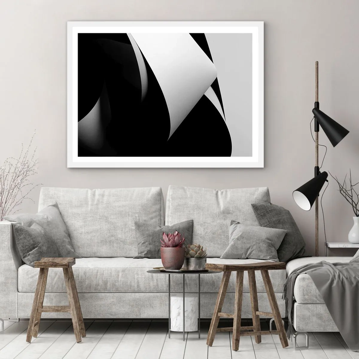 Poster in einem weißen Rahmen - Lichtflächen aus der Schattentiefe - 40x30 cm