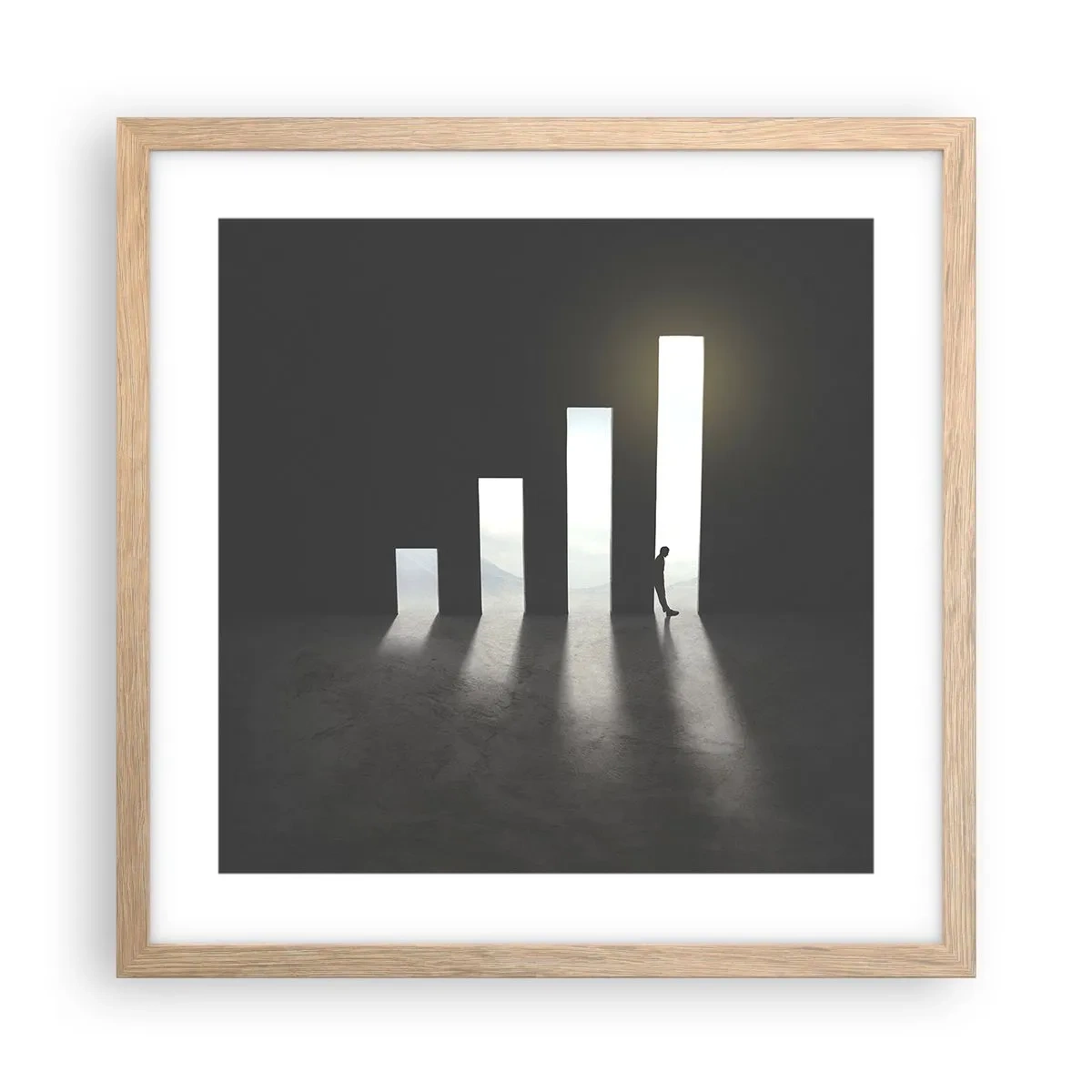 Poster in einem Rahmen aus heller Eiche - Erfolg – Impression - 40x40 cm