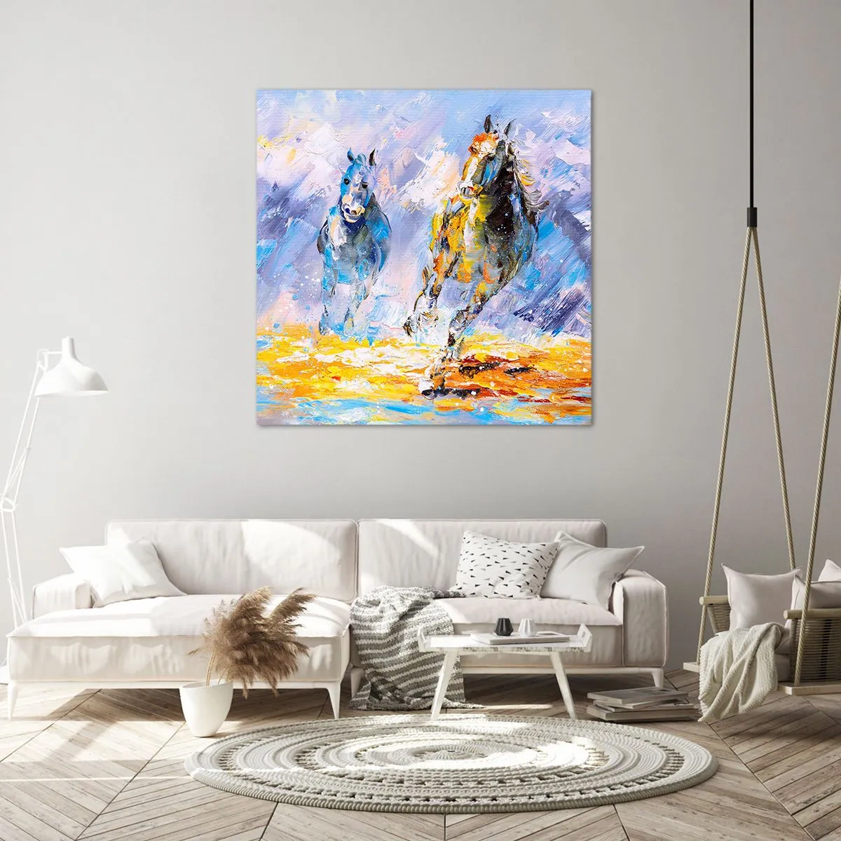 Bild auf Leinwand - Leinwandbild - Galopp durch die Blendung - 50x50 cm