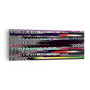 Bild auf Leinwand - Leinwandbild - Bunte Linien und Pixel im abstrakten Stil - 140x50cm - Das Kontrollbild der Realität - Moderne Wanddekoration für Wohnzimmer und Schlafzimmer ARTTOR