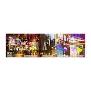 Fototapeten Muster Premium Canvas - In einem Lichtermeer - Stadt, Die Architektur, Nachtleben - 100x30 cm