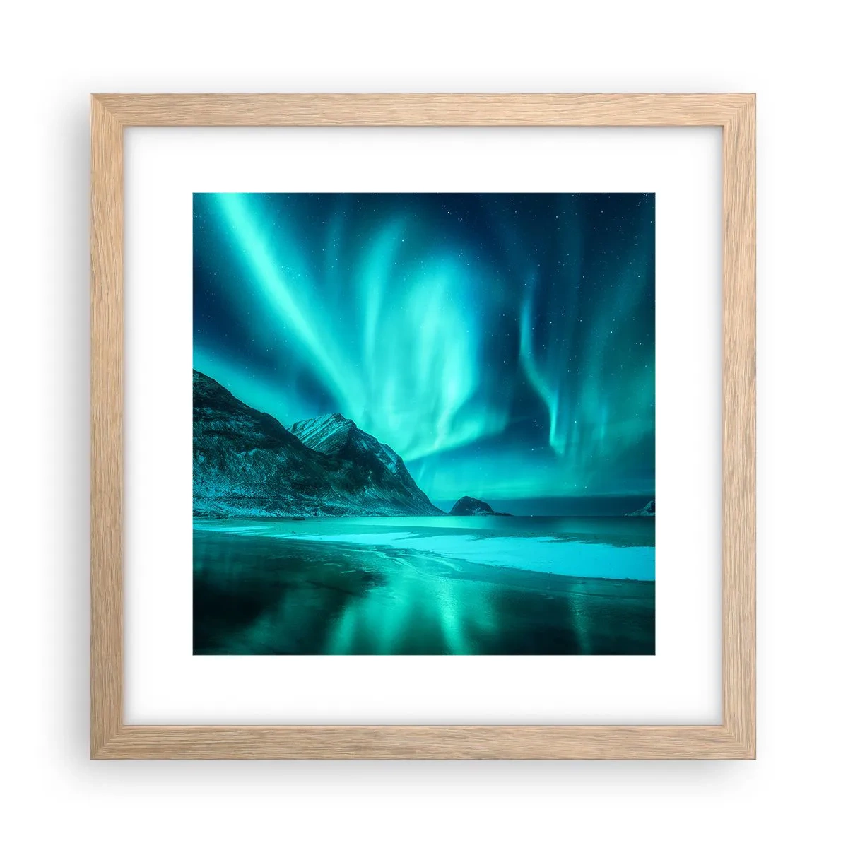 Poster in einem Rahmen aus heller Eiche - Wunder des Nordens - 30x30 cm