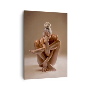 Bild auf Leinwand - Leinwandbild - Künstlerische Silhouette einer Frau auf beigem Hintergrund - 50x70cm - Die Einheit von Körper und Geist - Moderne Wanddekoration für Wohnzimmer und Schlafzimmer ARTTOR