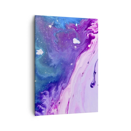 Bild auf Leinwand - Leinwandbild - Abstraktion in Lila- und Türkistönen, inspiriert von Kontrasten - 50x70cm - Yin und Yang - Moderne Wanddekoration für Wohnzimmer und Schlafzimmer ARTTOR