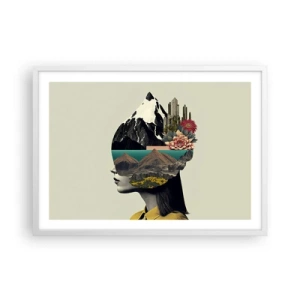 Poster in einem weißen Rahmen - Frau – bleibt immer ein Geheimnis - 70x50 cm