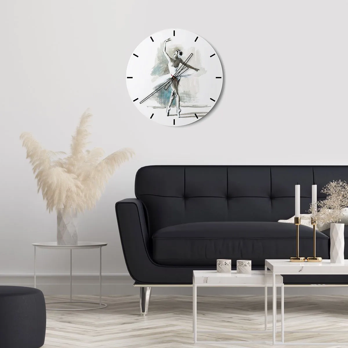 Wanduhr - Glasuhr - In einen Schwan verzaubert - 30x30 cm