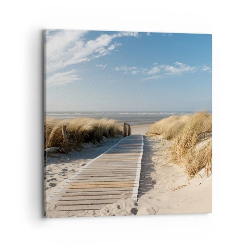 Bild auf Leinwand - Leinwandbild - Hinter der Düne, im Rauschen des Grases - 70x70 cm
