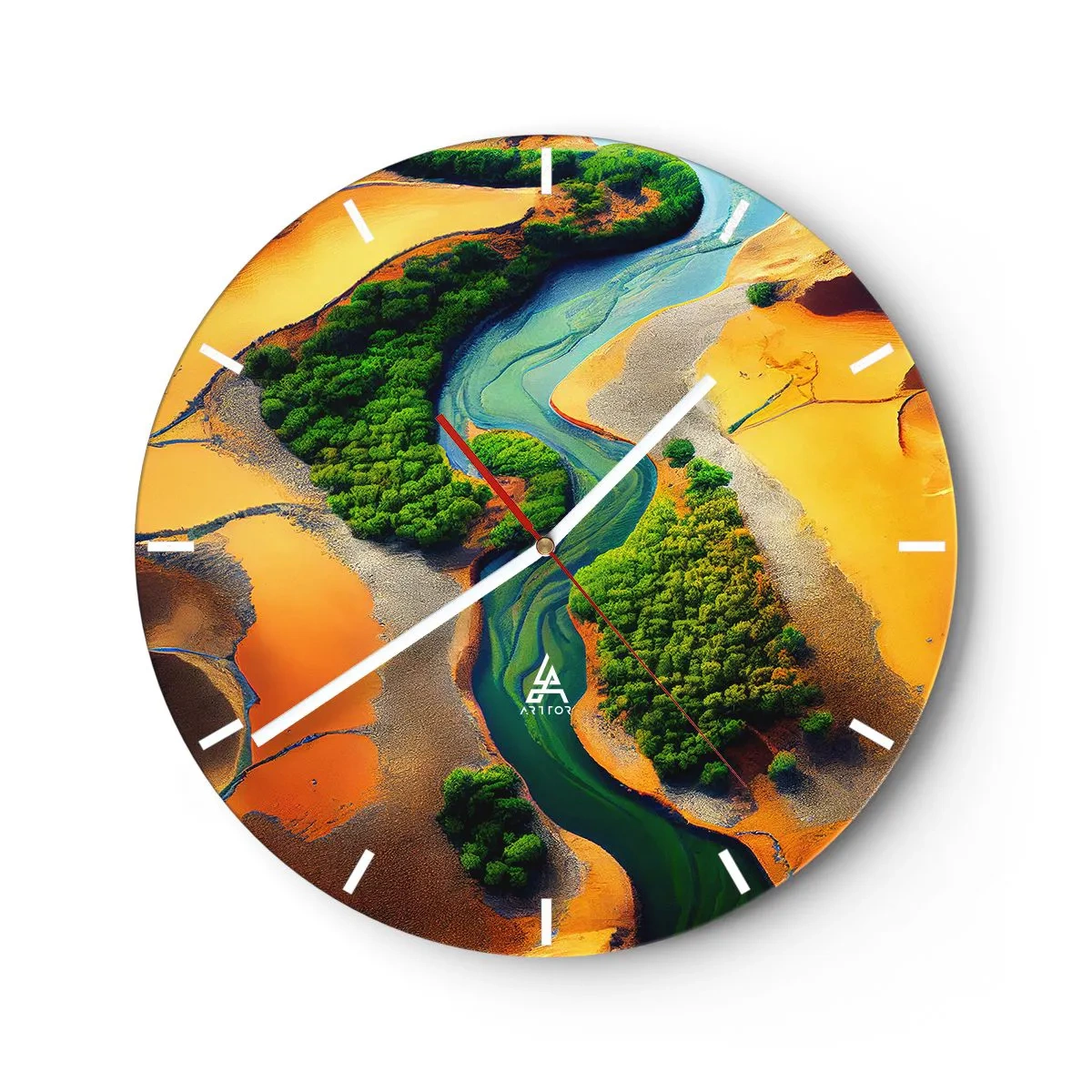 Wanduhr - Glasuhr - Lebensspendender Fluss - 40x40 cm
