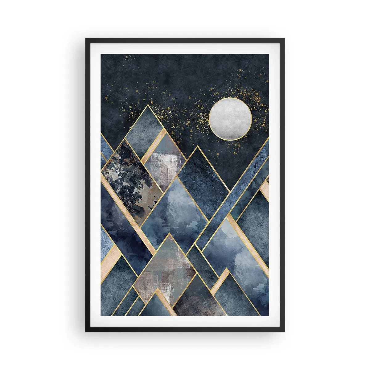 Poster in einem schwarzem Rahmen - Geometrische Landschaft - 61x91 cm
