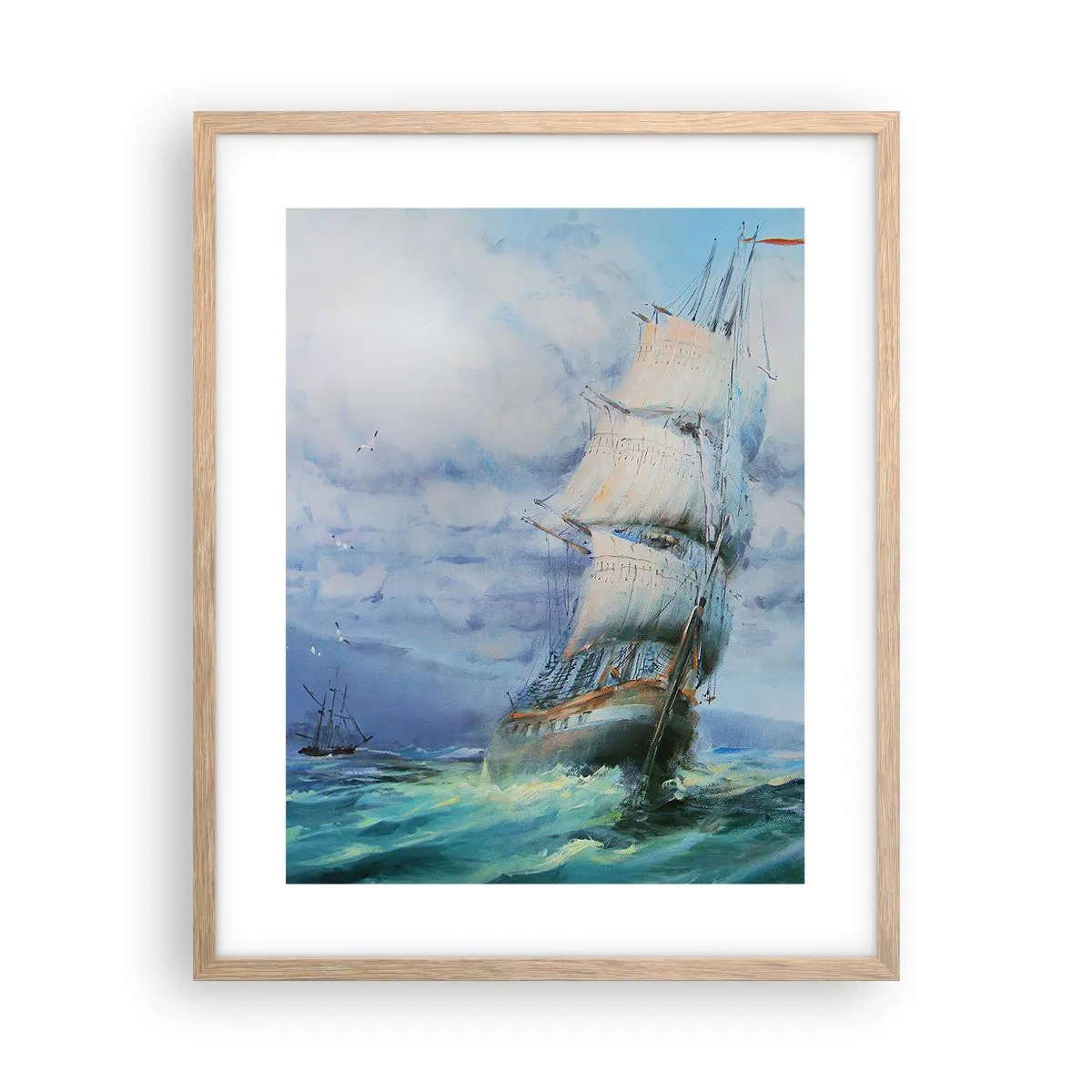 Poster in einem Rahmen aus heller Eiche - Guter Wind - 40x50 cm