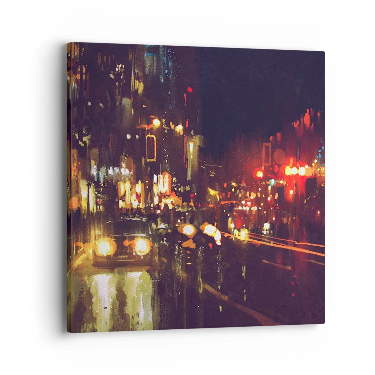 Bild auf Leinwand - Leinwandbild - Eingetaucht in die Lichter der Nacht - 40x40 cm