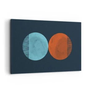 Bild auf Leinwand - Leinwandbild - Minimalistisches Zweirad-Design in Blau und Orange - 120x80cm - Nur Geometrie? - Moderne Wanddekoration für Wohnzimmer und Schlafzimmer ARTTOR