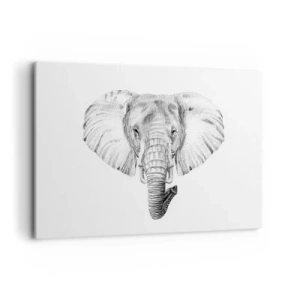 Bild auf Leinwand - Leinwandbild - Schwarz-weiße Zeichnung eines Elefantenkopfes auf weißem Hintergrund - 120x80cm - Da war ein Elefant, so groß wie - ein Elefant - Moderne Wanddekoration für Wohnzimmer und Schlafzimmer ARTTOR