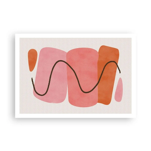 Poster - Abstrakte Formen in Rosa- und Orangetönen - 100x70cm - Sanfte Bewegung der Formen - Moderne Wanddekoration für Wohnzimmer und Schlafzimmer ARTTOR