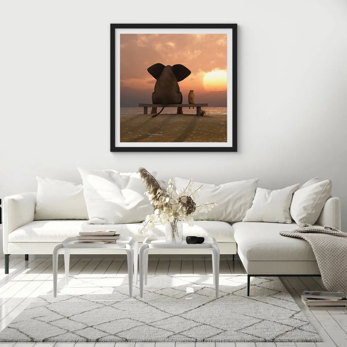 Poster in einem schwarzem Rahmen - Es tut gut zusammen zu schweigen - 30x30 cm