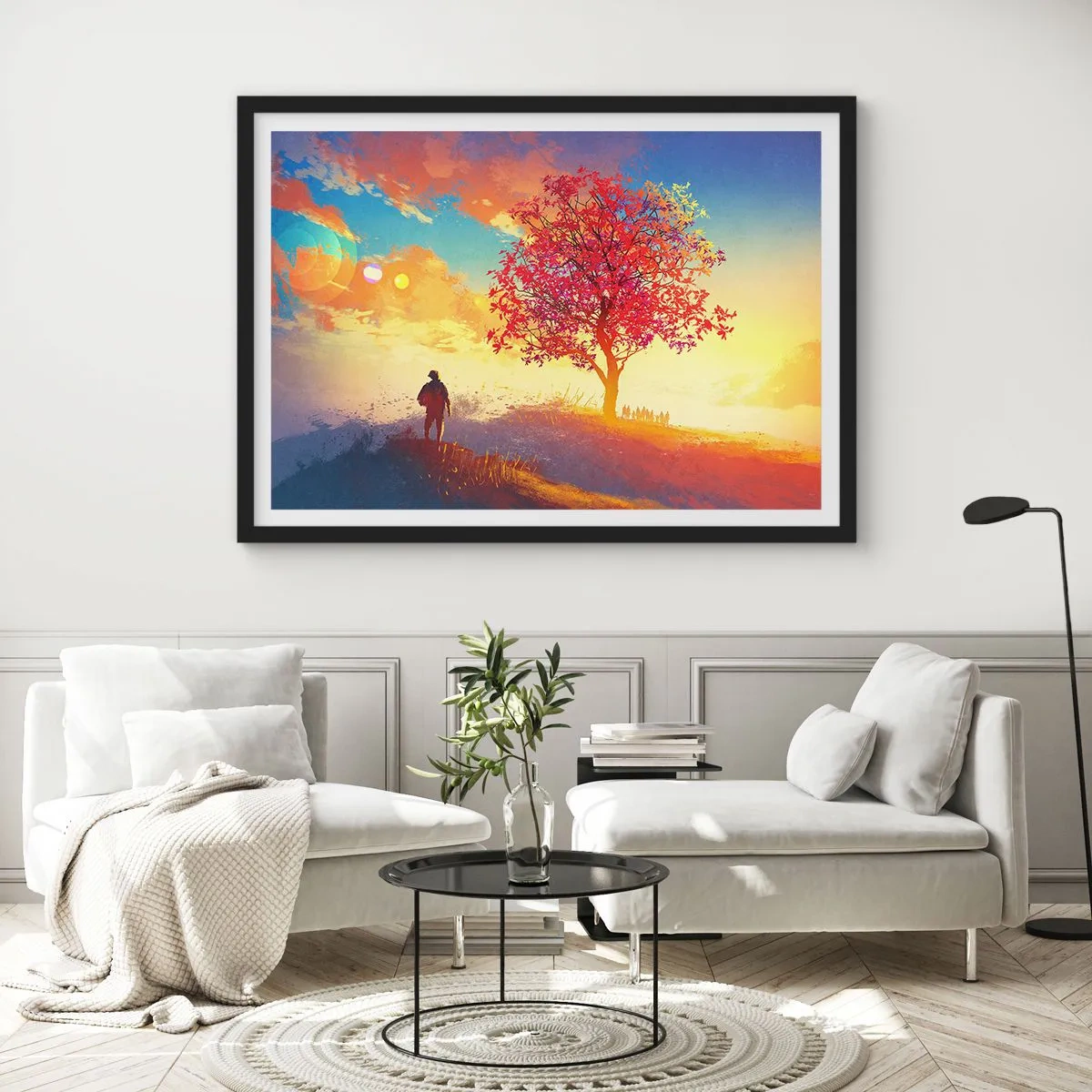 Poster in einem schwarzem Rahmen - Pilger am Ziel - 50x40 cm